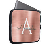 Rosa Rose Gold Edelstahl Monogramm Laptopschutzhülle (Vorne Rechts)