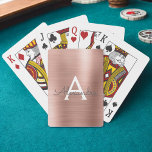 Rosa Rose Gold Edelstahl Monogramm Spielkarten<br><div class="desc">Rosa Rose Gold Imitate Metallic Foil Edelstahl Elegant Monogram Playing Cards. Diese Spielkarten können so angepasst werden,  dass sie Ihren Anfangs- und Vornamen enthalten und ein großartiges Gastgeschenk für eine Geburtstagsfeier,  ein Brautparty oder einen Junggeselinnen-Abschied machen.</div>