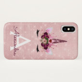 Rosa - Rose Gold Einhorn-Sparkle-Princess-Monogram Case-Mate iPhone Hülle (Rückseite (Horizontal))