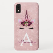 Rosa - Rose Gold Einhorn-Sparkle-Princess-Monogram Case-Mate iPhone Hülle (Rückseite)