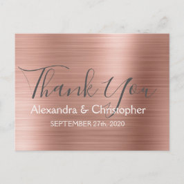 Rosa | Rose Gold Elegant Wedding Vielen Dank Postkarte