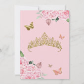 Rosa Rose & Gold Eleganter Schmetterling Quinceane Einladung (Rückseite)