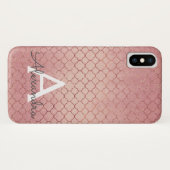 Rosa Rose Gold Elegantes Muster Monogramm Case-Mate iPhone Hülle (Rückseite (Horizontal))