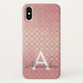 Rosa Rose Gold Elegantes Muster Monogramm Case-Mate iPhone Hülle (Rückseite)