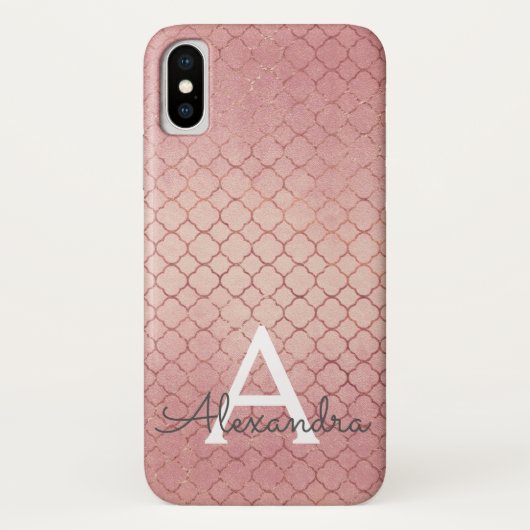 Rosa Rose Gold Elegantes Muster Monogramm Case-Mate iPhone Hülle (Rückseite)