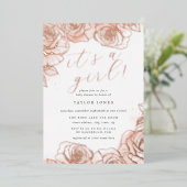 Rosa Rose Gold Es ist eine Girl Baby Dusche Folieneinladung (Stehend vorne)