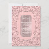 Rosa Rose Gold Filigree PRINCESS PARTY Geburtstag Einladung (Rückseite)