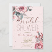 Rosa Rose Gold Floral Modernes BRAUTPARTY Einladung (Vorderseite)