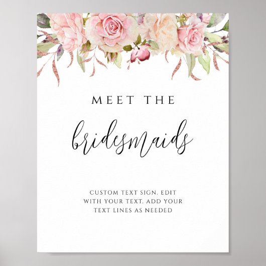 Rosa, Rose Gold Floral Treffen der Jungfernhäuser Poster (Vorne)