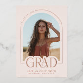 Rosa Rose Gold Foil Abschluss Ankündigung (Vorderseite)