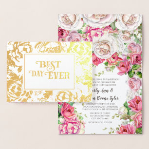 Rosa Rose Gold Foil Einladungen für Hochzeiten