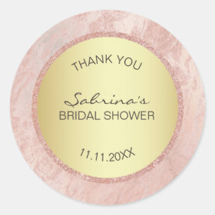 Rosa Rose Gold Foil Glitzer Brautparty Runder Aufkleber