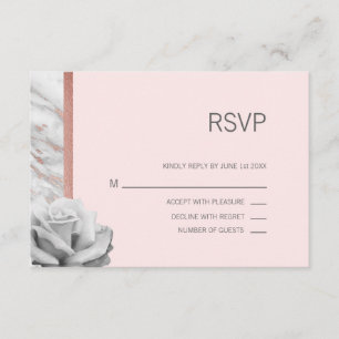 Rosa Rose Gold Foil & Gray UAWG Wedding RSVP Karte
