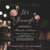 Rosa Rose Gold Foil Let's Flamingle - Flamingo Einladung