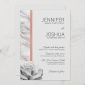 Rosa-Rose-Gold-Foil-Marmor Grau-Hochzeit Einladung (Vorne/Hinten)
