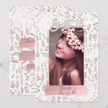 Rosa Rose Gold Foil Modern Sweet 16 Birthday Foto