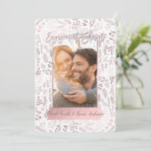 Rosa Rose Gold Foil Moderne Verlobung Dusche Foto Einladung (Stehend Vorderseite)
