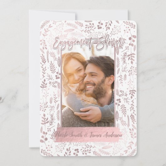 Rosa Rose Gold Foil Moderne Verlobung Dusche Foto Einladung (Vorderseite)
