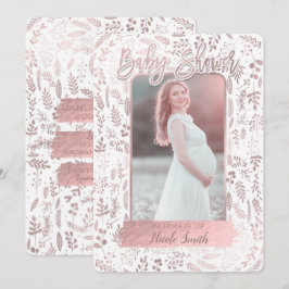 Rosa Rose Gold Foil Modernes Baby Dusche Foto Einladung