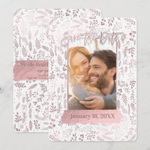 Rosa Rose Gold Foil Modernes, Save the Date Foto Einladung