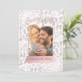 Rosa Rose Gold Foil Modernes, Save the Date Foto Einladung (Stehend Vorderseite)