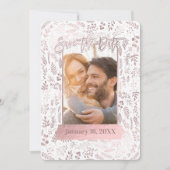 Rosa Rose Gold Foil Modernes, Save the Date Foto Einladung (Vorderseite)