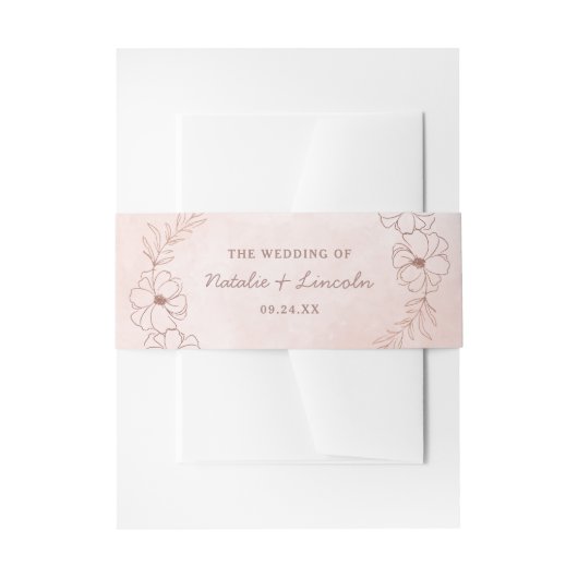 Rosa Rose Gold Foil Rustikale Hochzeitsmonogramm Einladungsbanderole (Vorderseite Beispiel)