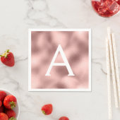 Rosa Rose Gold Foil & Sparkle Monogram Birthday Serviette (Beispiel)