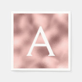 Rosa Rose Gold Foil & Sparkle Monogram Birthday Serviette (Vorderseite)