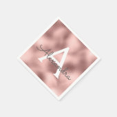 Rosa Rose Gold Foil & Sparkle Monogram Birthday Serviette (Ecke)