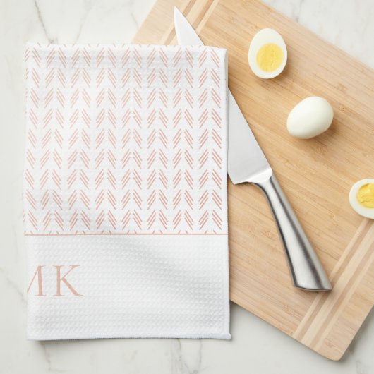 Rosa Rose Gold Foil White Boho Geometric Geschirrtuch (Viertel Falte)