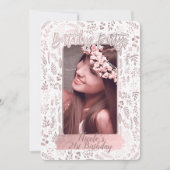 Rosa Rose Gold Fossil Modernes Geburtstagsparty Fo Einladung (Vorderseite)