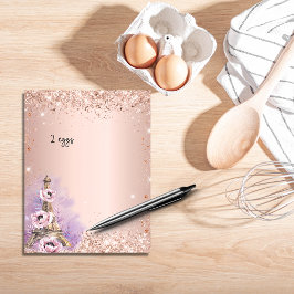 Rosa Rose Gold Französisch Pariser Kochbuch Seite