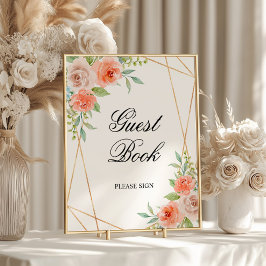 Rosa Rose & Gold Gästebuchdusche Sing Poster