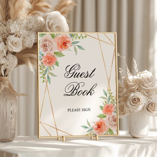 Rosa Rose & Gold Gästebuchdusche Sing Poster