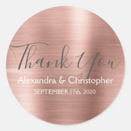 Rosa | Rose Gold Gastgeschenk Hochzeit Vielen Dank Runder Aufkleber