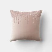 Rosa Rose Gold gebürstetes Metall, Girly Script Mo Kissen (Rückseite)