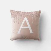 Rosa Rose Gold gebürstetes Metall, Girly Script Mo Kissen (Vorderseite)