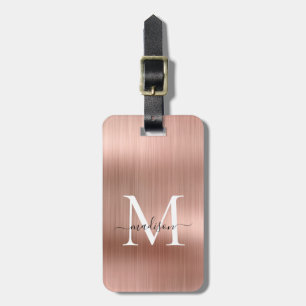 Rosa Rose Gold gebürstetes Monogram Gepäckanhänger