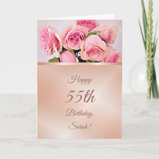 Rosa Rose Gold Geburtstag Karte (Vorderseite)