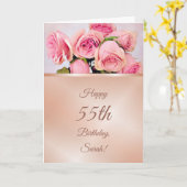 Rosa Rose Gold Geburtstag Karte (Gelbe Blume)