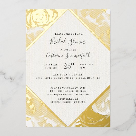 Rosa Rose Gold Geometrisches Brautparty Gold Folieneinladung (Vorderseite)