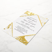 Rosa Rose Gold Geometrisches Brautparty Gold Folieneinladung (Gedreht)