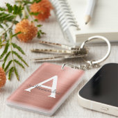 Rosa Rose Gold Girl and Chic Monogram Schlüsselanhänger (Vorderseite rechts)