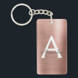 Rosa Rose Gold Girl and Chic Monogram Schlüsselanhänger<br><div class="desc">Rosa Rose Gold Imitate gebürstete Metall-Metall Edelstahl Elegant Schlüsselanhänger. Diese Schlüsselanhänger können auf Ihren Vor- und Vornamen abgestimmt werden und sind ein perfektes Hochzeitsgeschenk für Brautparty,  Junggeselinnen-Abschied oder Geburtstag. Wenn Sie weitere passende Artikel benötigen,  wenden Sie sich bitte an den Designer.</div>