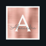 Rosa Rose Gold Girly Foil Monogram Birthday Serviette<br><div class="desc">Rosa Rose Gold Imitate Foil Girly Stainless Steel Elegant Monogram Birthday Party Napkins. Diese Geburtstagsparty Napkins kann auf Ihren Vor- und Erstnamen angepasst werden.</div>