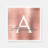 Rosa Rose Gold Girly Foil Monogram Birthday Serviette (Vorderseite)
