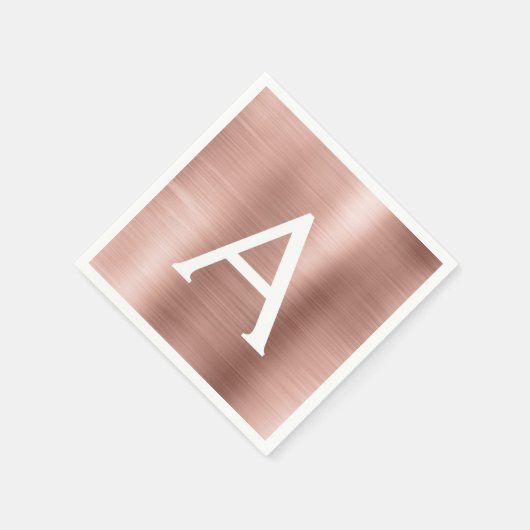 Rosa Rose Gold Girly Foil Monogram Birthday Serviette (Ecke)