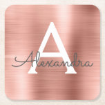 Rosa Rose Gold Girly Metallic Monogram Birthday Rechteckiger Pappuntersetzer<br><div class="desc">Rosa Rose Gold Imitate Edelstahl Foil Girly Elegant Monogram Name Geburtstagsparty Untersetzer. Diese Geburtstagsparty-Untersetzer können auf Ihren Vor- und Erstnamen angepasst werden.</div>