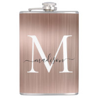 Rosa Rose Gold Girly Monogram Bürstenmetall